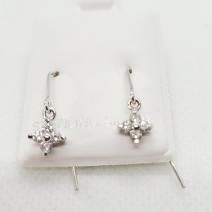 Sterling Silver and CZ Dainty Bling Earrings, Rhodium Plated, Nisha Design